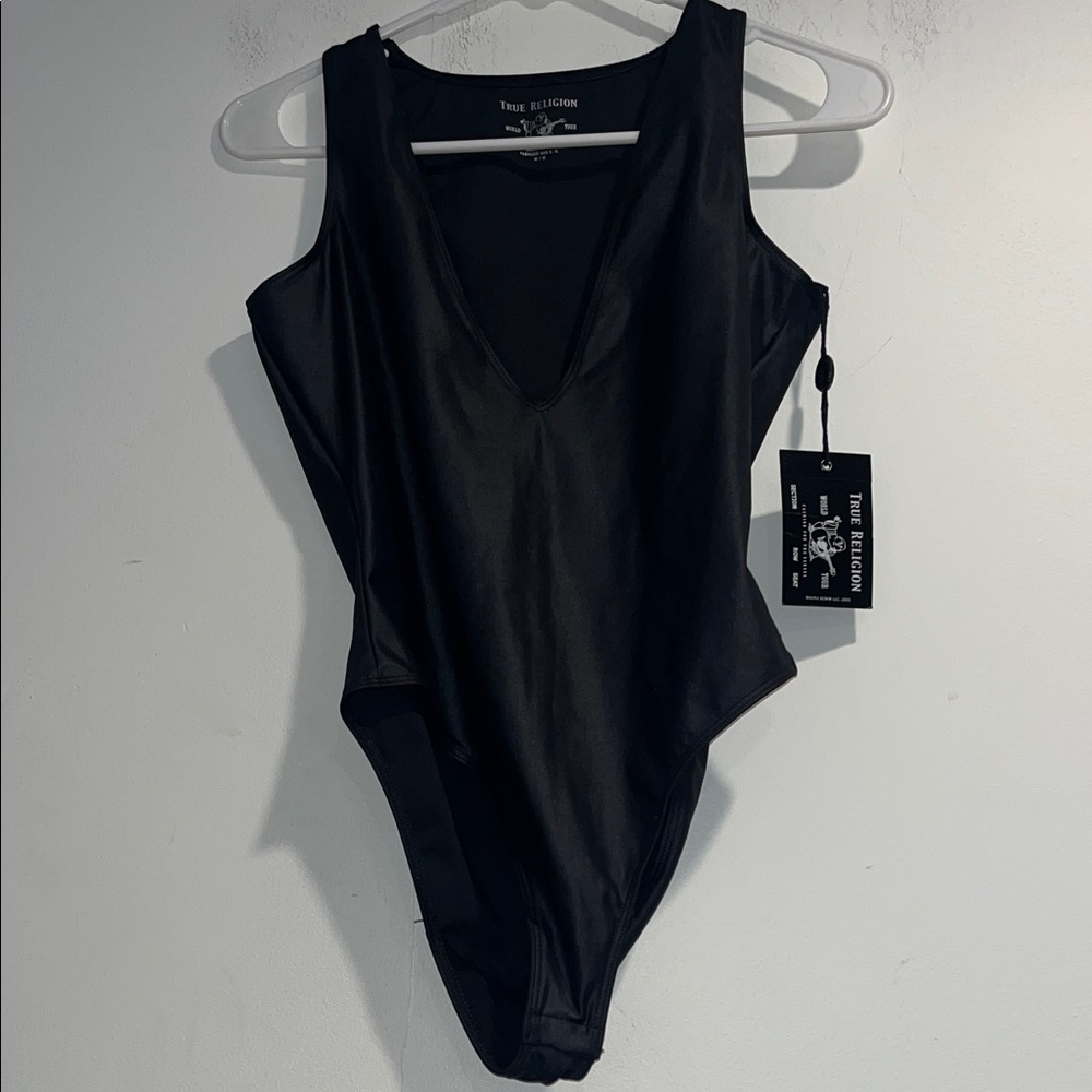 True Religion Black V-Neck Bodysuit